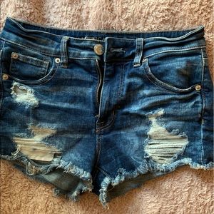 American Eagle blue frayed festival shorts
